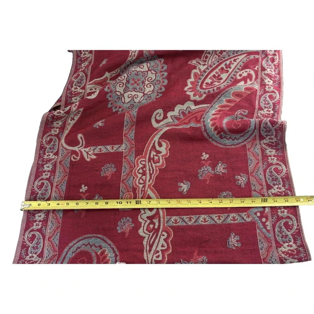 Forever 21 Maroon Paisley Pashmina Shawl Scarf Wrap Fringe Boho Burgundy